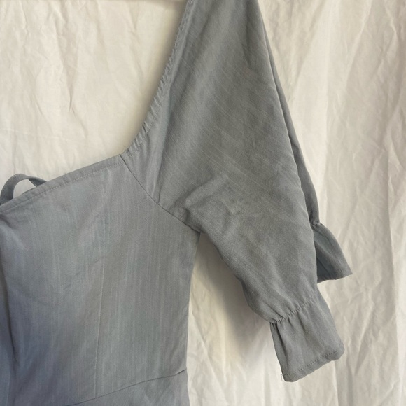 Lulus Sweet As Can Be Blue Striped Puff Sleeve Mini Dress Size XS - Picture 12 of 15